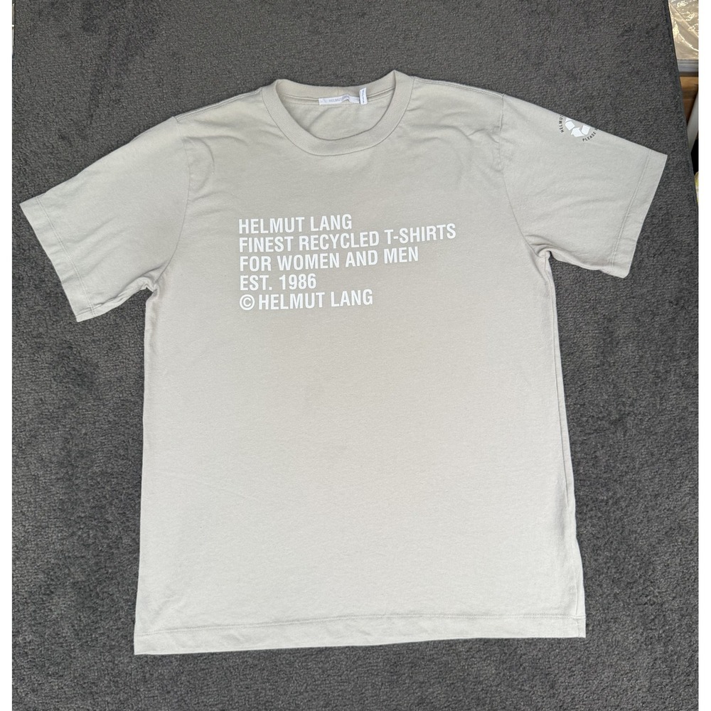 Helmut Lang Recycled Graphic T-Shirt Beige Mens Medium L01DM503 Made in Portugal